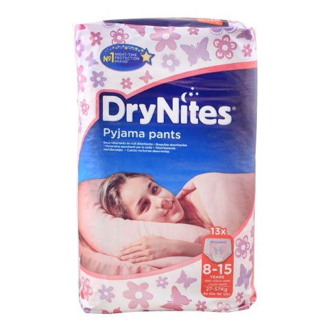 DryNites Girls Pyjama Pants, 8-15 Year, 27-5.jpg7 KG, 13-Pack