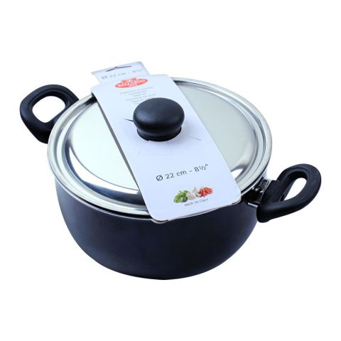 Ballarini Casserole Non-Stick Sauce Pan With Steel Lid, 22cm, 8.5 Inches