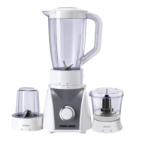 Black & Decker Blender With Grinder And Mincer Mill, White, 500 Watts, BX580