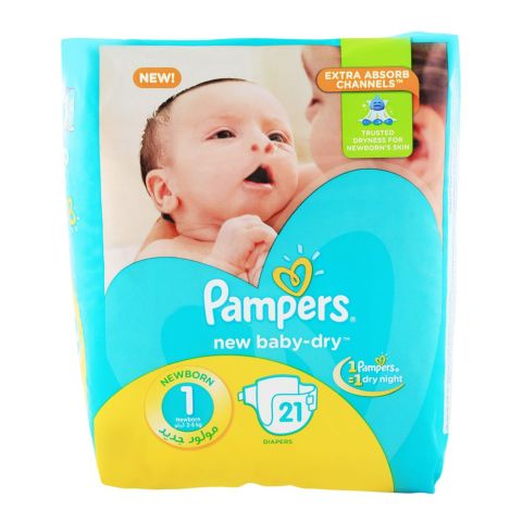 Pampers No. 1, New Born Dry 2-5 KG 21-Pack