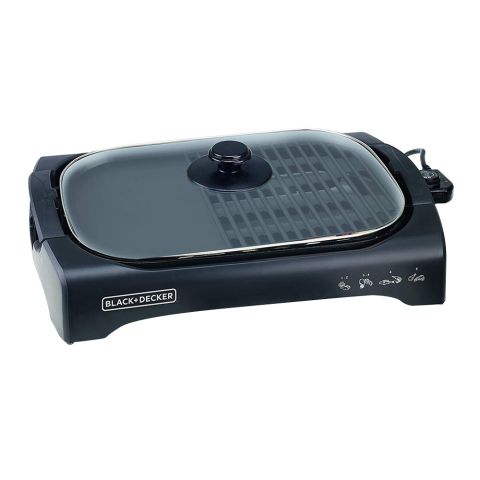 Black & Decker Health Open Flat Grill BBQ Machine, Black, 2200 Watts, LGM70