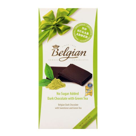 Belgian No Sugar Added Dark Green Tea Chocolate 100gm