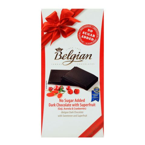 Belgian No Sugar Added Dark Super Fruit Chocolate 100gm