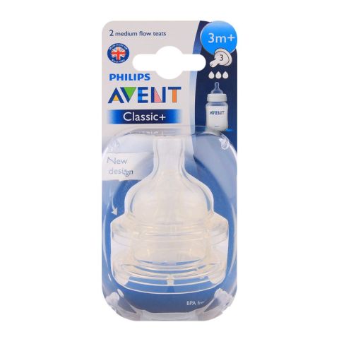Avent Classic Silicone Teat 2-Pack 3m+ Medium Flow - SCF633/27