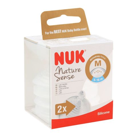 Nuk Nature Sense Silicone Teat, M, 6-18m, 2-Pack, 10125025