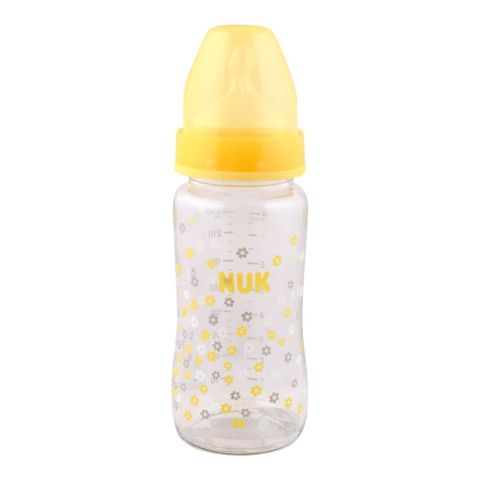 Nuk First Choice+ Silicone Glass Feeding Bottle, M, Yellow, 0-6m, 240ml, 10745097