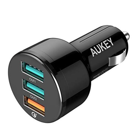 Aukey 3-Port USB Car Charger, Black, CC-T11