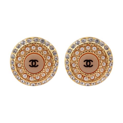 Channel Style Girls Earrings, White, NS-040