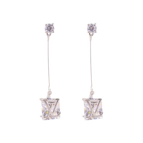 LV Style Girls Earrings, Silver, NS-049