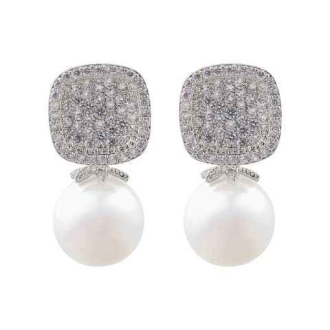 Pearl Girls Earrings, Silver, NS-081