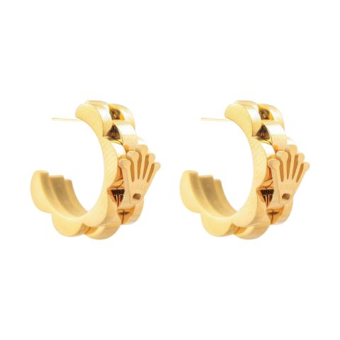 Rolex Style Girls Earrings, Golden, NS-0116