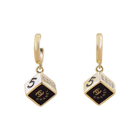Channel Style Girls Earrings, Black, NS-0118