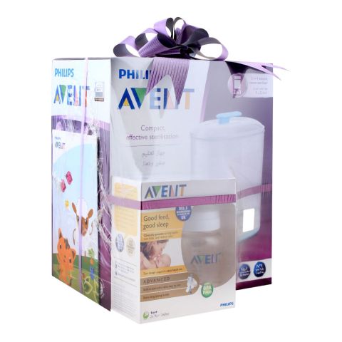 Avent 2-In-1 Electric Steam Sterilizer + Advanced Feeding Bottle 2x260ml, SCF-929/99