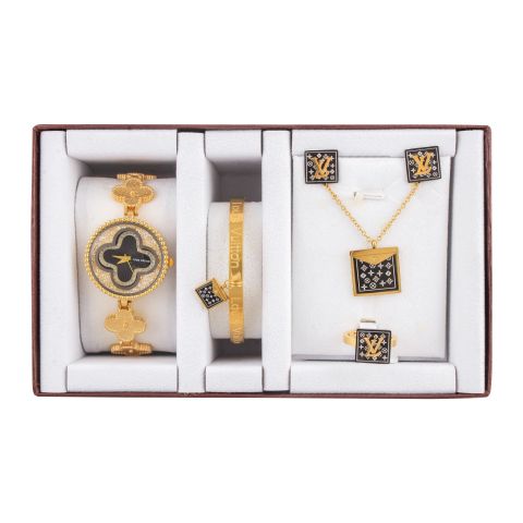 LV Style Girls Watch & Jewellery Gift Set, NS-0154