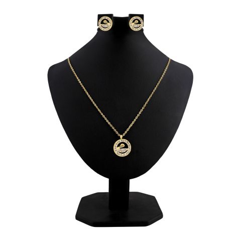 Swarovski Style Girls Locket & Earrings Set, Golden, NS-0187