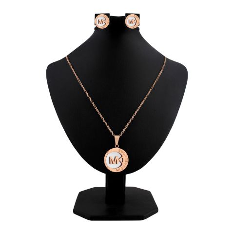 Michael Kors Girls Locket & Earrings Set, Rose Gold, NS-0188