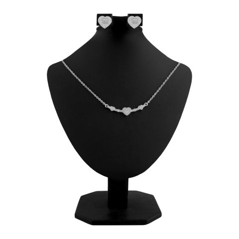 Tiffany Style Girls Locket & Earrings Set, Silver, NS-0194