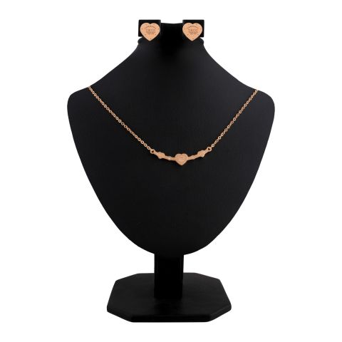 Tiffany Style Girls Locket & Earrings Set, Rose Gold, NS-0194