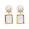 Girls Earrings, Golden, White Stone, NS-057
