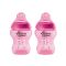 Tommee Tippee Closer To Nature Decorated Baby Feeding Bottles, 2-Pack, Pink, 0m+, 260ml/9oz, 422586/38