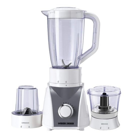 Black & Decker Blender With Grinder And Mincer Mill, White, 500 Watts, BX580