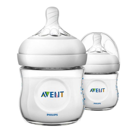 Avent Natural Feeding Bottle, 2-Pack, 125ml/4oz, SCF690/23