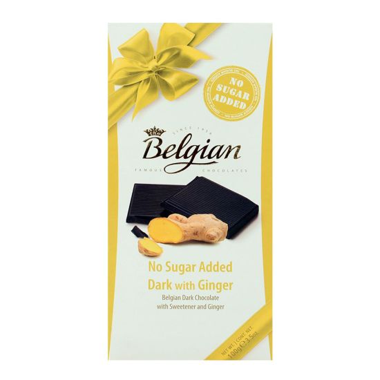 Belgian No Sugar Added Dark Ginger Chocolate 100gm