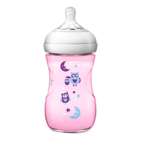 Avent Natural Feeding Bottle, 1m+, 260ml/9oz, Moon/Owl, SCF020/13