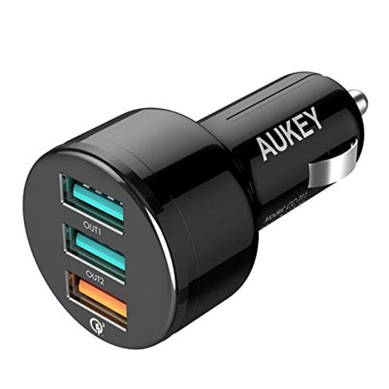 Aukey 3-Port USB Car Charger, Black, CC-T11