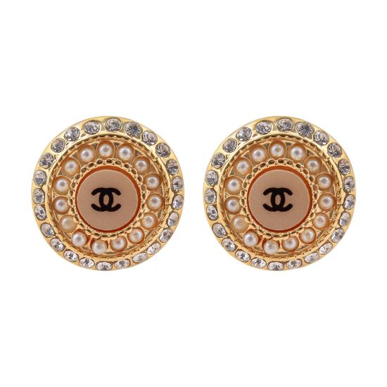 Channel Style Girls Earrings, White, NS-040