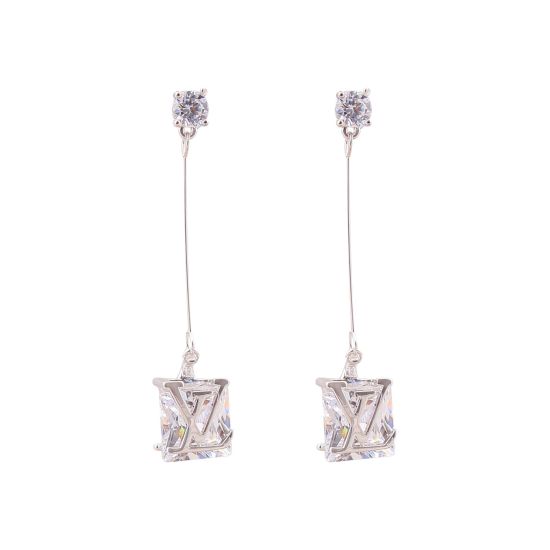 LV Style Girls Earrings, Silver, NS-049
