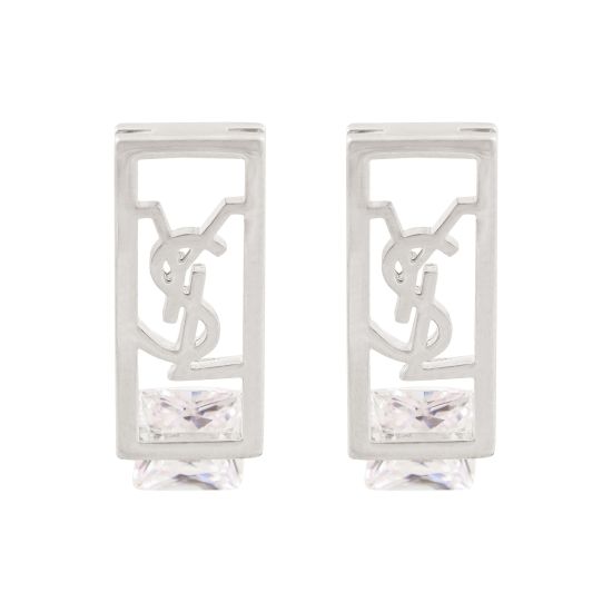 YSL Style Girls Earrings, Silver, NS-058