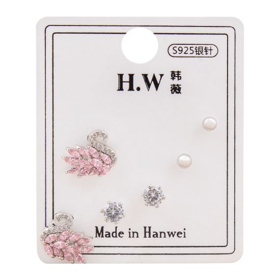 Swarovski Girls Earring Set, 3 Pairs, Pink, NS-070