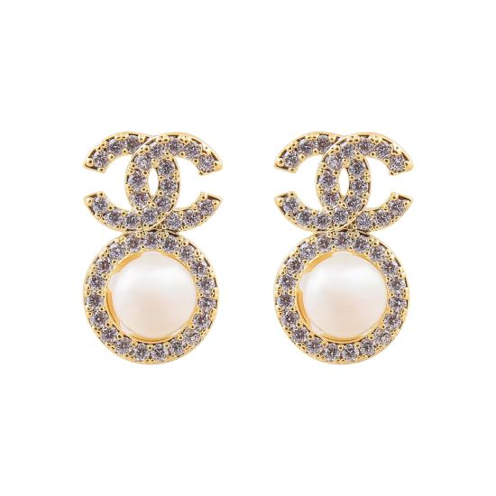 Channel Style Girls Earrings, Golden, NS-071