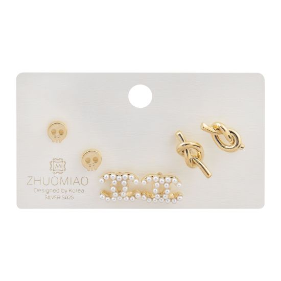 Channel Style Girls Earrings Set, 3 Paris, NS-084