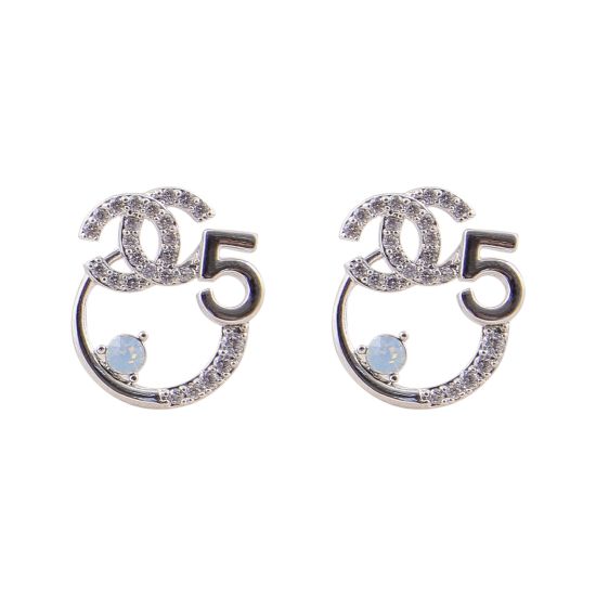 Channel Style Girls Earrings, Silver, NS-0110