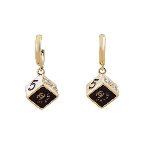 Channel Style Girls Earrings, Black, NS-0118