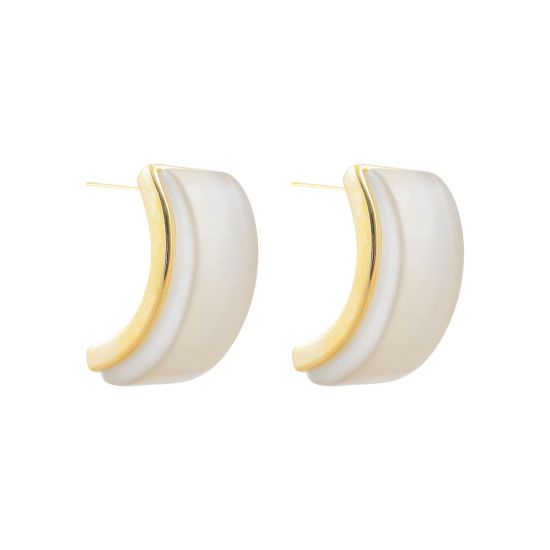 Girls Earrings, White/Golden, NS-0122