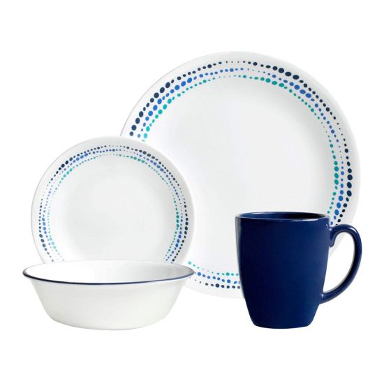 Corelle Livingware Breakfast Set, Ocean Blues, 16 Pieces