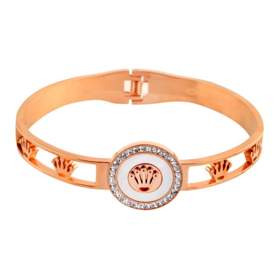 Rolex Style Girls Bracelet, Rose Gold, NS-0175