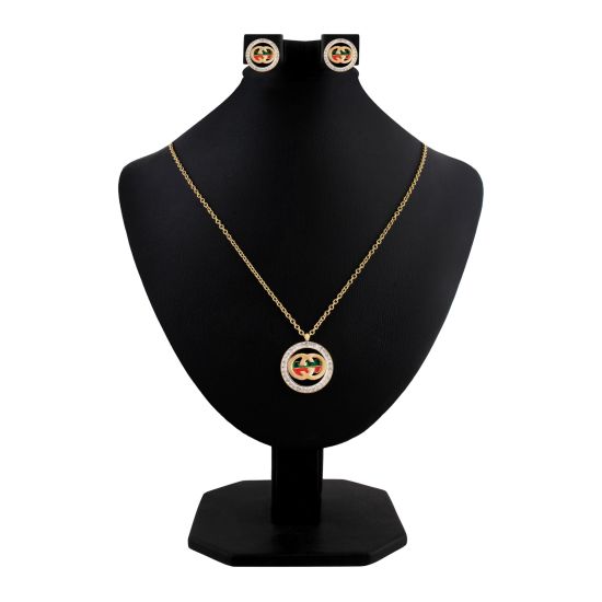 Gucci Style Girls Locket & Earrings Set, Golden, NS-0190