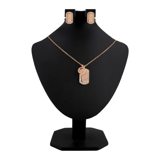 MK Style Girls Locket & Earrings Set, Rose Gold, NS-0193