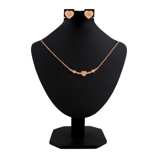 Tiffany Style Girls Locket & Earrings Set, Rose Gold, NS-0194