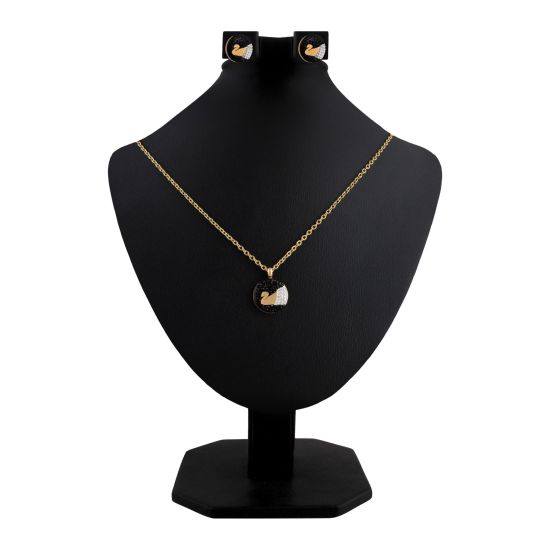 Swarovski Style Girls Locket & Earrings Set, Golden, NS-0195