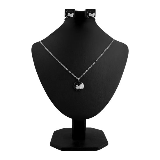 Swarovski Style Girls Locket & Earrings Set, Silver, NS-0195