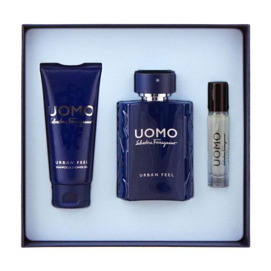Salvatore Ferragamo Uomo Set, Eau De Toilette 100ml + Eau De Toilette 10ml + Shampoo & Shower Gel