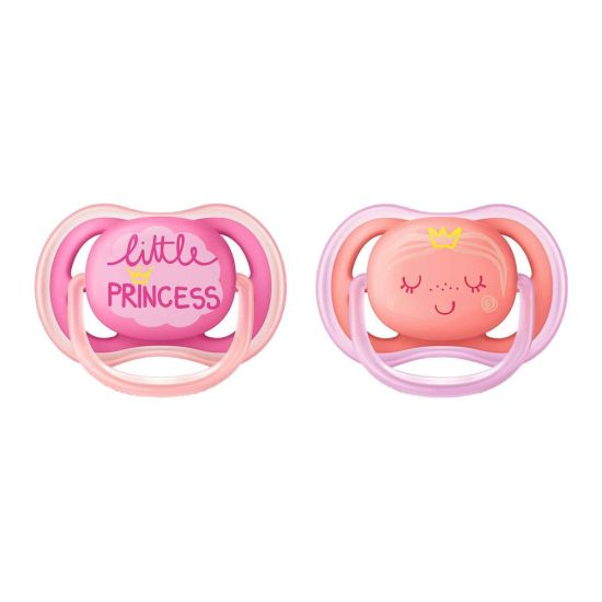 Avent Ultra Air Pacifier, 2-Pack, Little Princess, 6-18m,SCF342/23