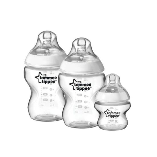 Tommee Tippee Closer To Nature 3 Baby Feeding Bottles Set, 0om+, 2x260ml + 150ml, 422770/38