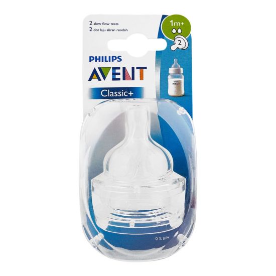 Avent Classic Silicone Teat 2-Pack 3m+ Slow Flow - SCF632/27